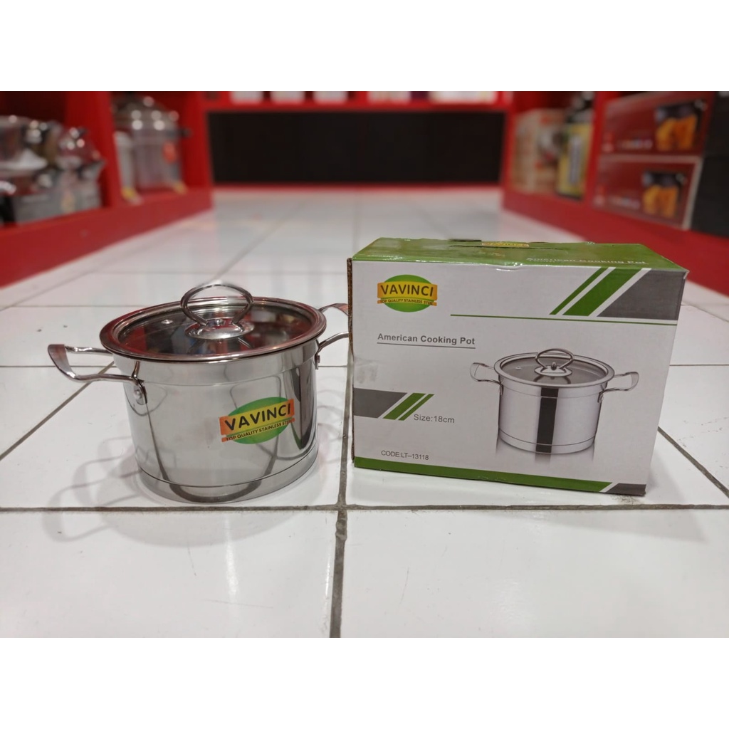 American cooking pot VAVINCI / panci dengan tutup kaca 18cm&20cm