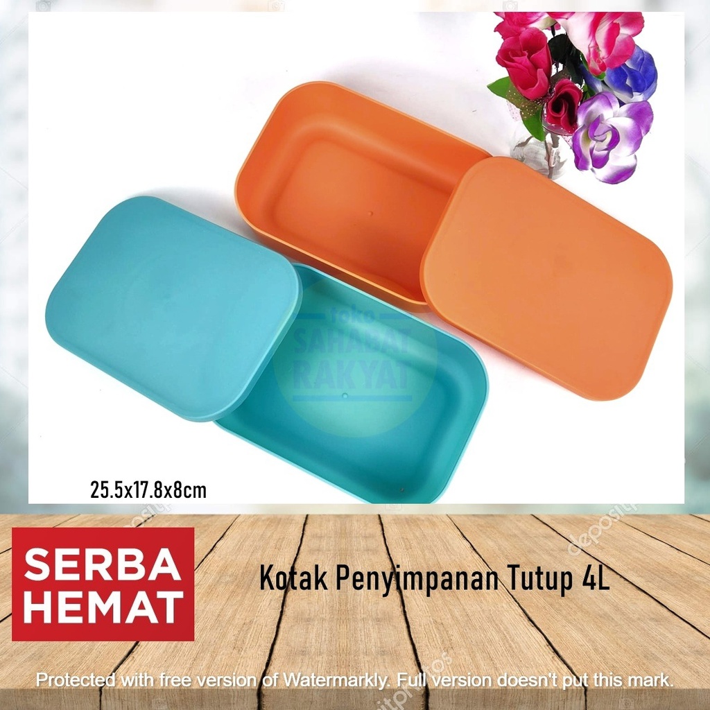 Kotak Penyimpanan Tutup/Storage Box Multifungsi 4L