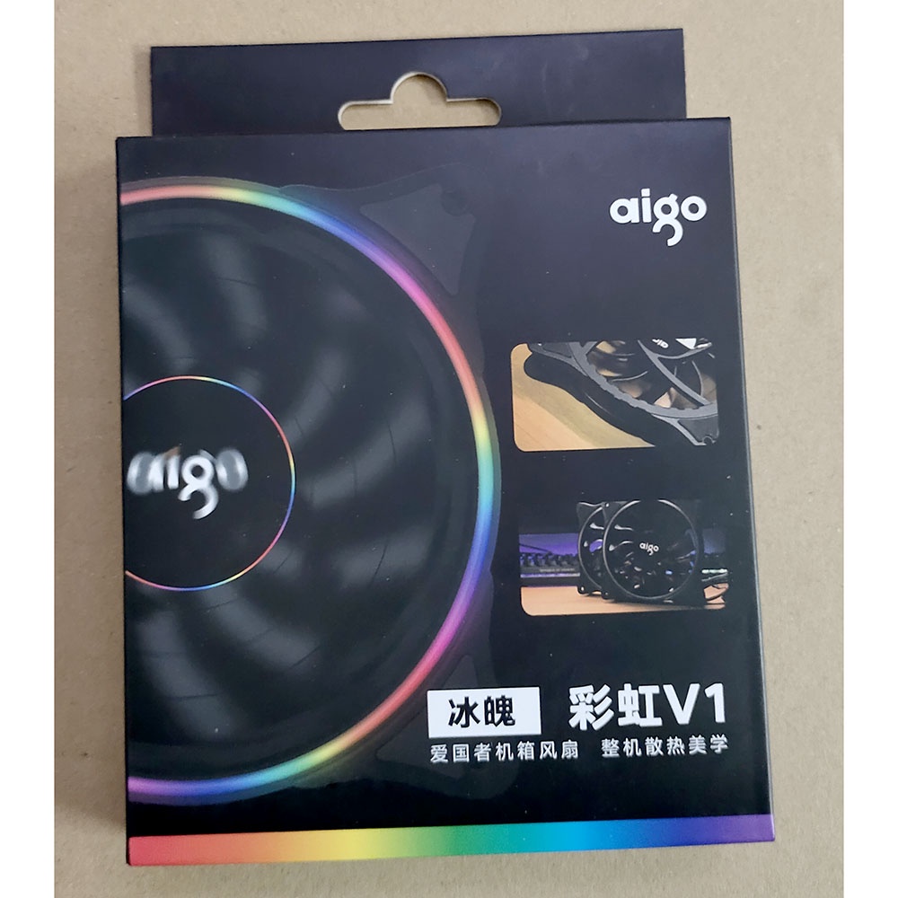 Kipas PC Aigo V1 CPU Fan Cooler Cooling Case Rainbow RGB LED 120mm - Black