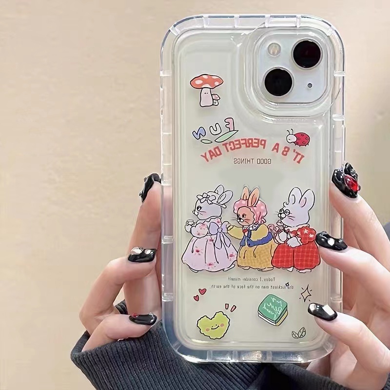 Soft Case Silikon TPU Transparan Motif Kelinci Untuk IPhone 14 12 13 11 Pro Max 6 6S 7 8 Plus X XS XR