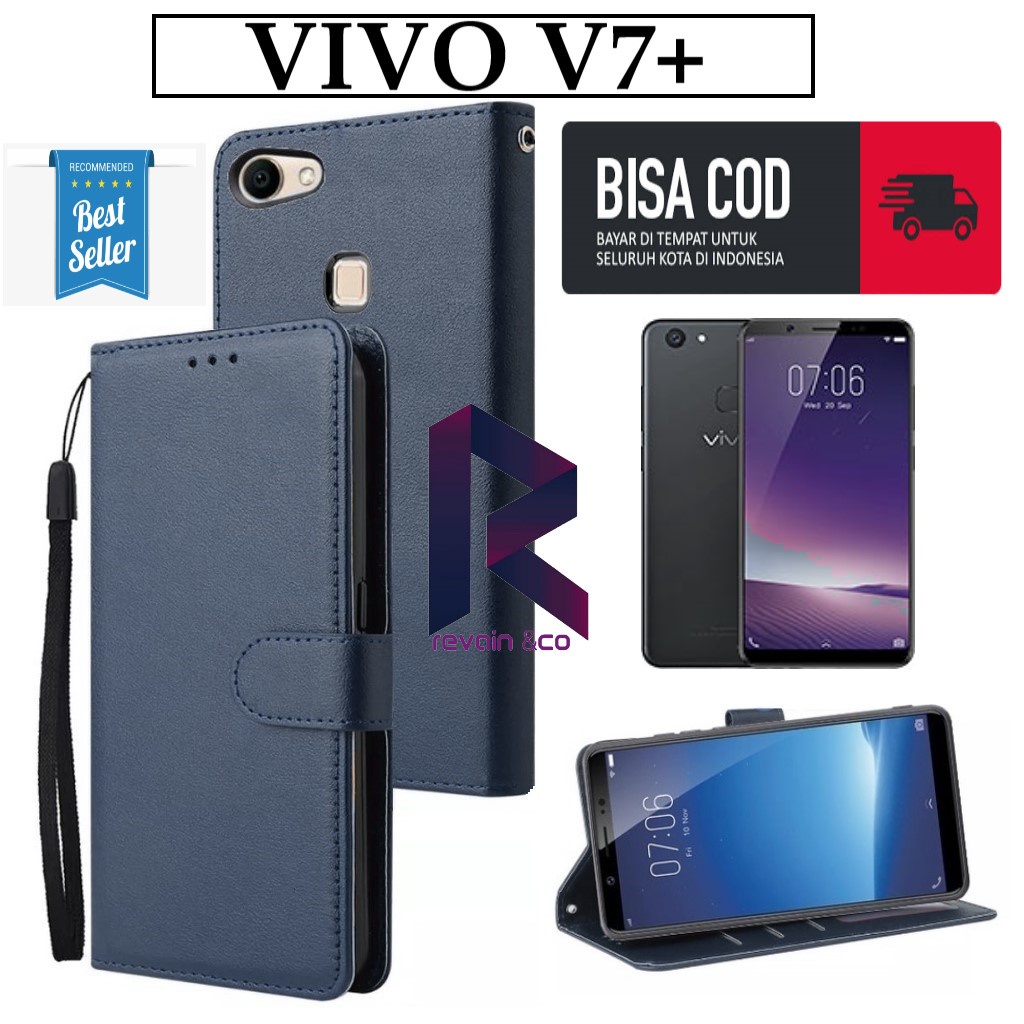 CASE VIVO V7 PLUS FLIP WALLET LEATHER KULIT PREMIUM SARUNG BUKA TUTUP KESING HP FLIP CASE VIVO V7 PLUS