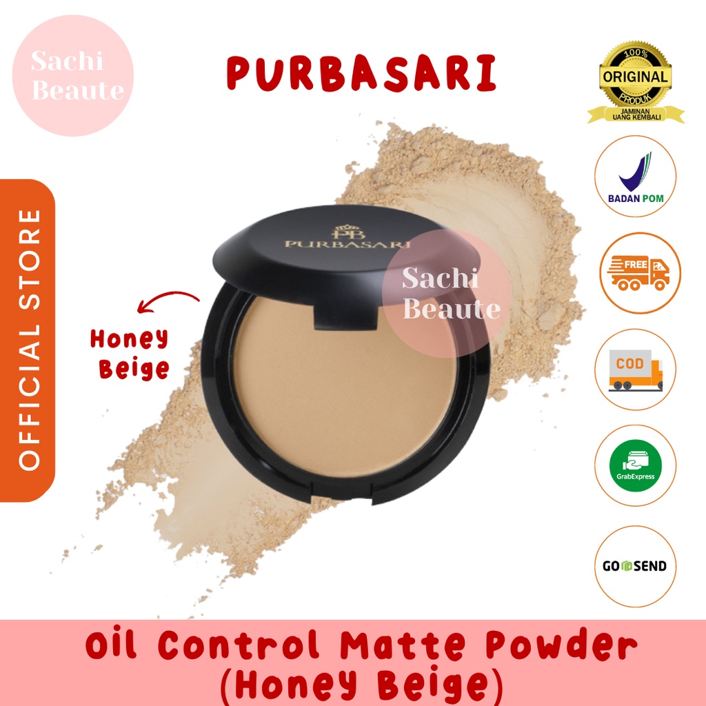 Purbasari Oil Control Matte Powder Matte Compact Powder Bedak Matte Tahan Lama Melindungi Kulit Dari Sinar Matahari - Honey Beige