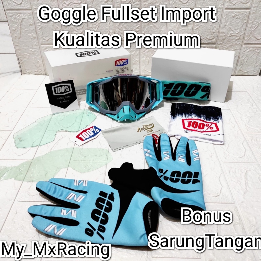 kacamata goggle fullset import dengan kualitas premium FREE sarung tangan kacamata goggle trail cross terlaris fullset J TERLARIS