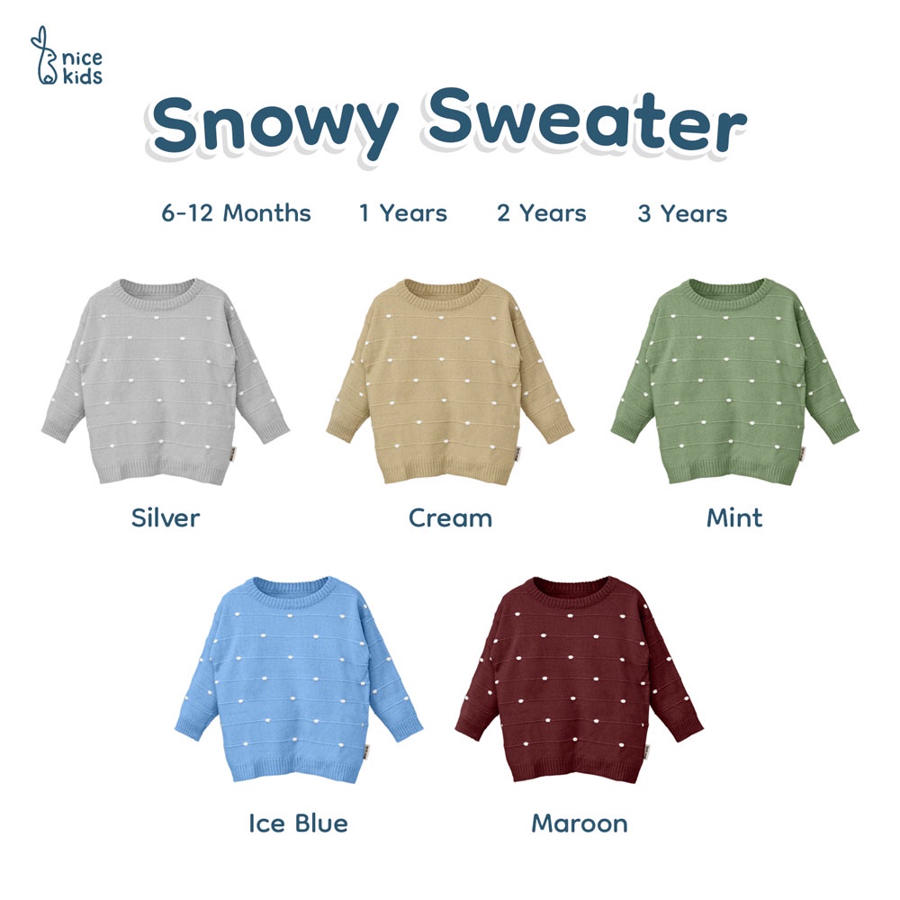 Nice Kids - Knit Sweater Baby Winter Snowy Unisex Baju Hangat Rajut Bayi Anak (6-12 Bulan - 4 Tahun)