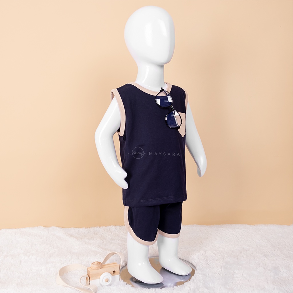 Setelan Piyama Kaos Anak Singlet Set Kutung Sleeveless Combine Two Color Maysara