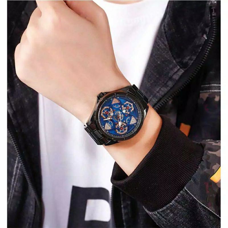 BEST SELLER JAM TANGAN PRIA SKMEI H80 TALI RANTAI PLAT MODEL GEARS DM 4.7CM FREE BOX &amp; BATERAI || JAM TANGAN FASHION PRIA JAM TANGAN COWOK MURAH