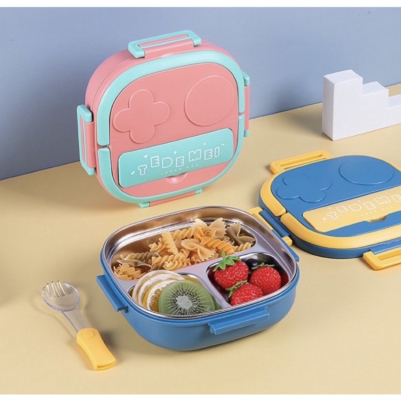 Kotak Makan Anak Stainless TEDEMEI Lunch Box Set Premium Rantang Makan 304