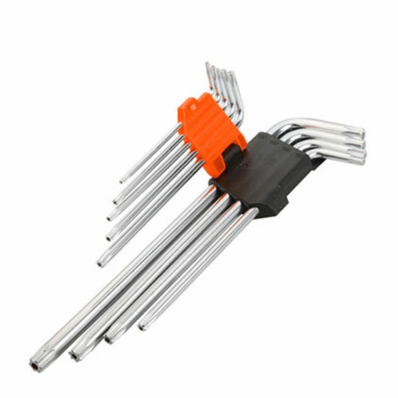 WOKIN Kunci L bintang Panjang Long/Extra Long Torx Hex Key Set 9pcs