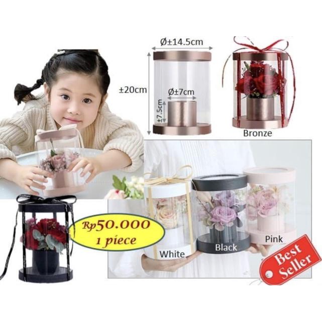 

Mini Opp Round Flower Box - Box mika - mica flower box - Putih