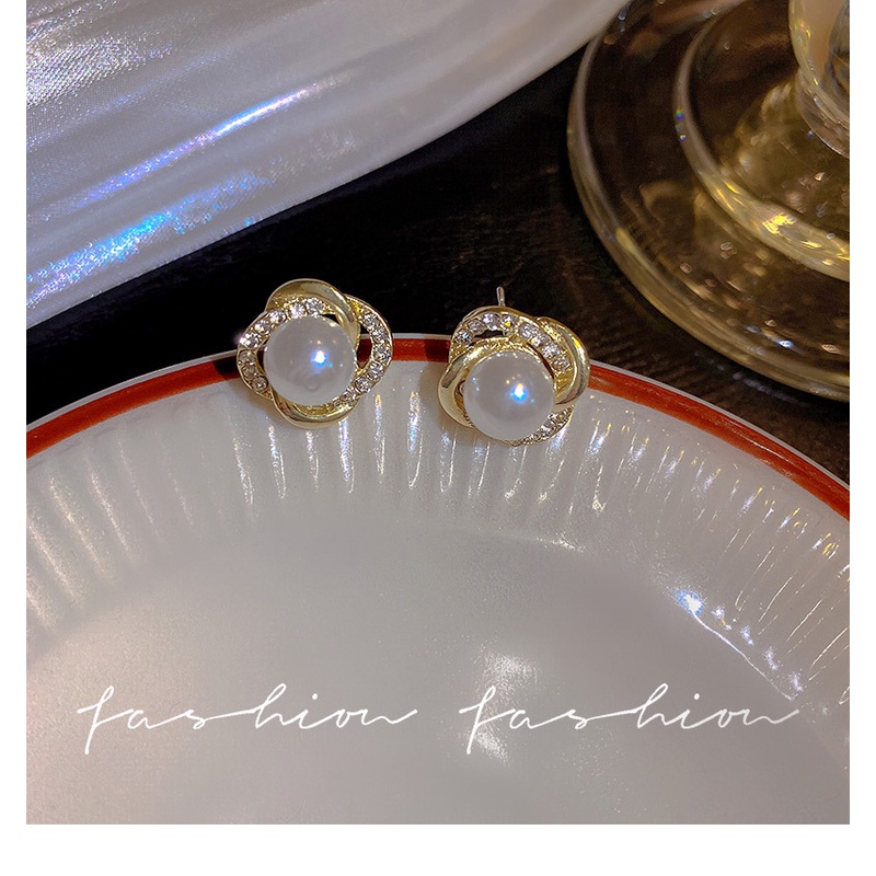 Anting Mutiara Bahan Sterling Silver Gaya Retro Perancis Korea Untuk Wanita