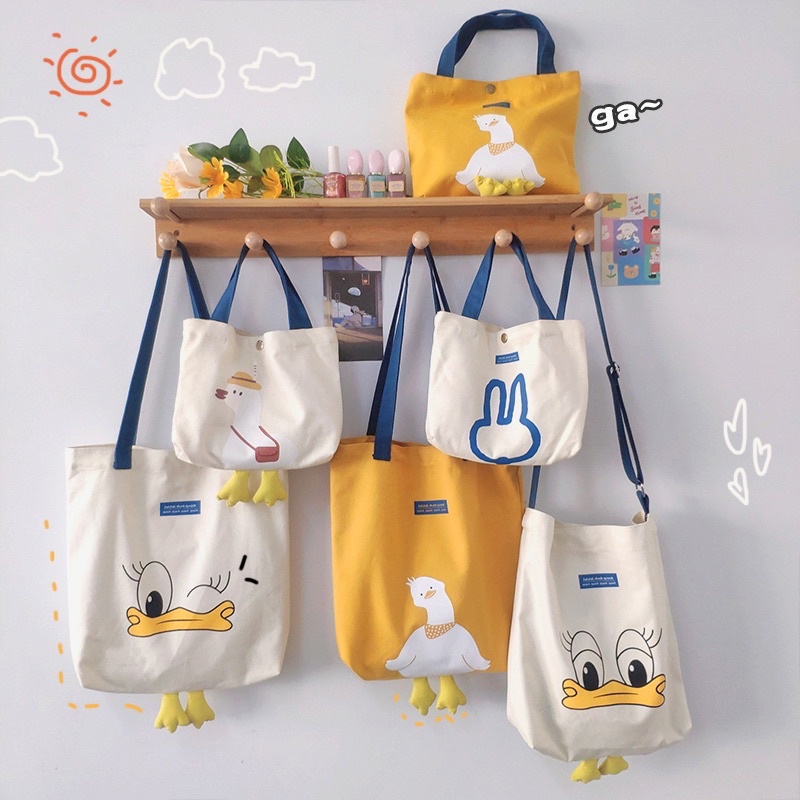 Lisa Tote Bag / Korean Tote Bag / Tas Sekolah Kuliah/ Tas Laptop / Tas Anak Motif Bebek