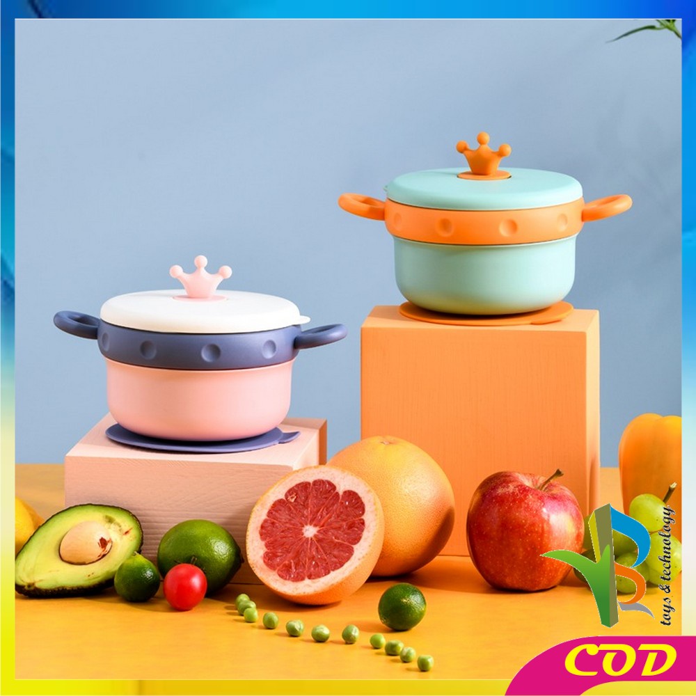 RB-C351 Mangkok Cangkir Stainless Crown Fresh Bowl Set Mangkok Makan Stainless Steel + Tutup / Mangkok Sup Tempat Makan Mie Instan / Mangkuk Stainless Anti Bocor