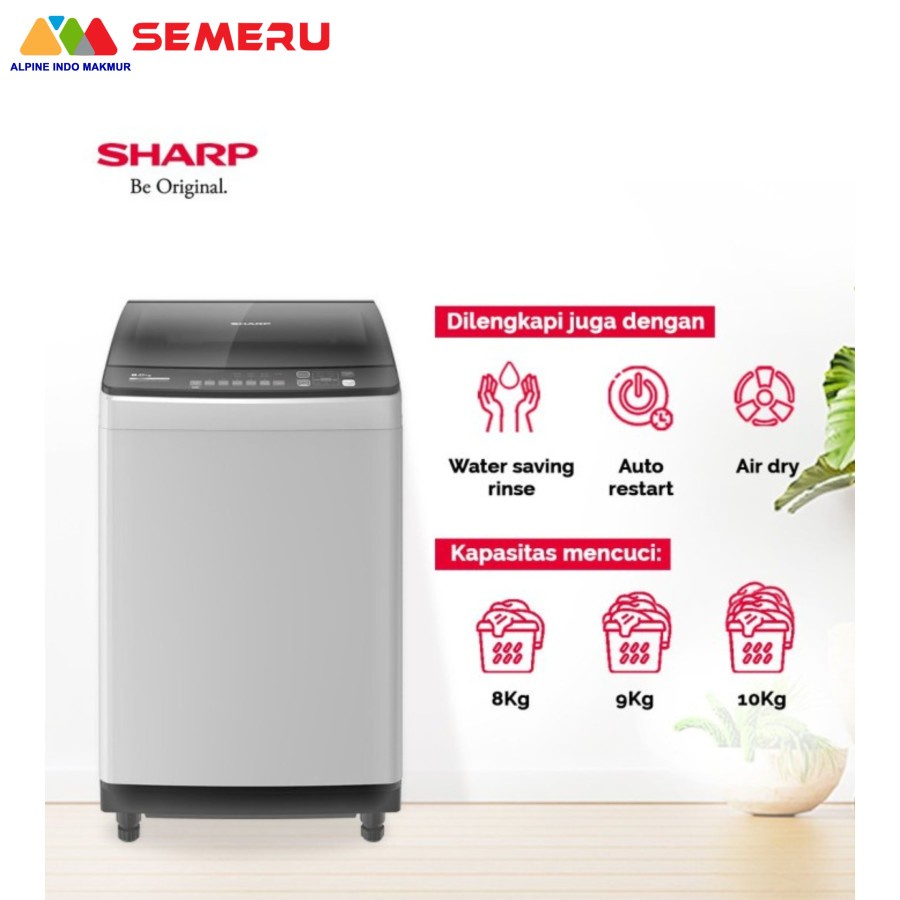 SHARP MESIN CUCI TOP LOADING 10 KG ES-M1000 T-GG KHUSUS MAKASSAR