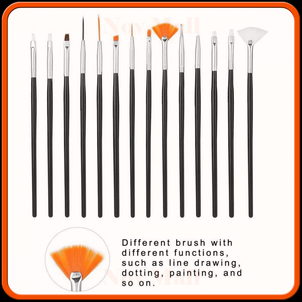 Brush Kutek Kuku Pro Nail Art Dotting Tools 15 PCS -BY055