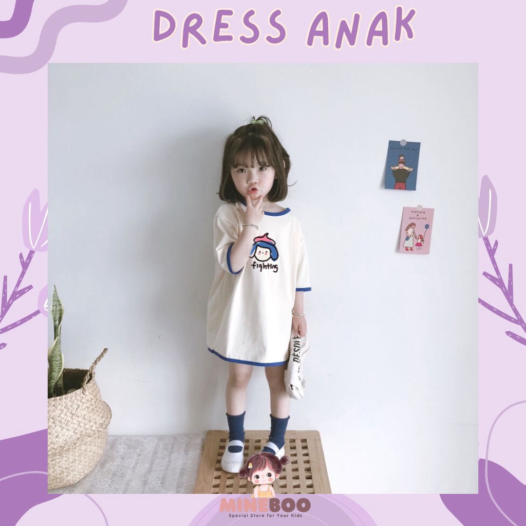 mineboo - DRESS FIGHTING EBV 1-8tahun Dress kaos cotton Baju anak perempuan Pakaian anak cewek Dress Baju atasan perempuan anak perempuan