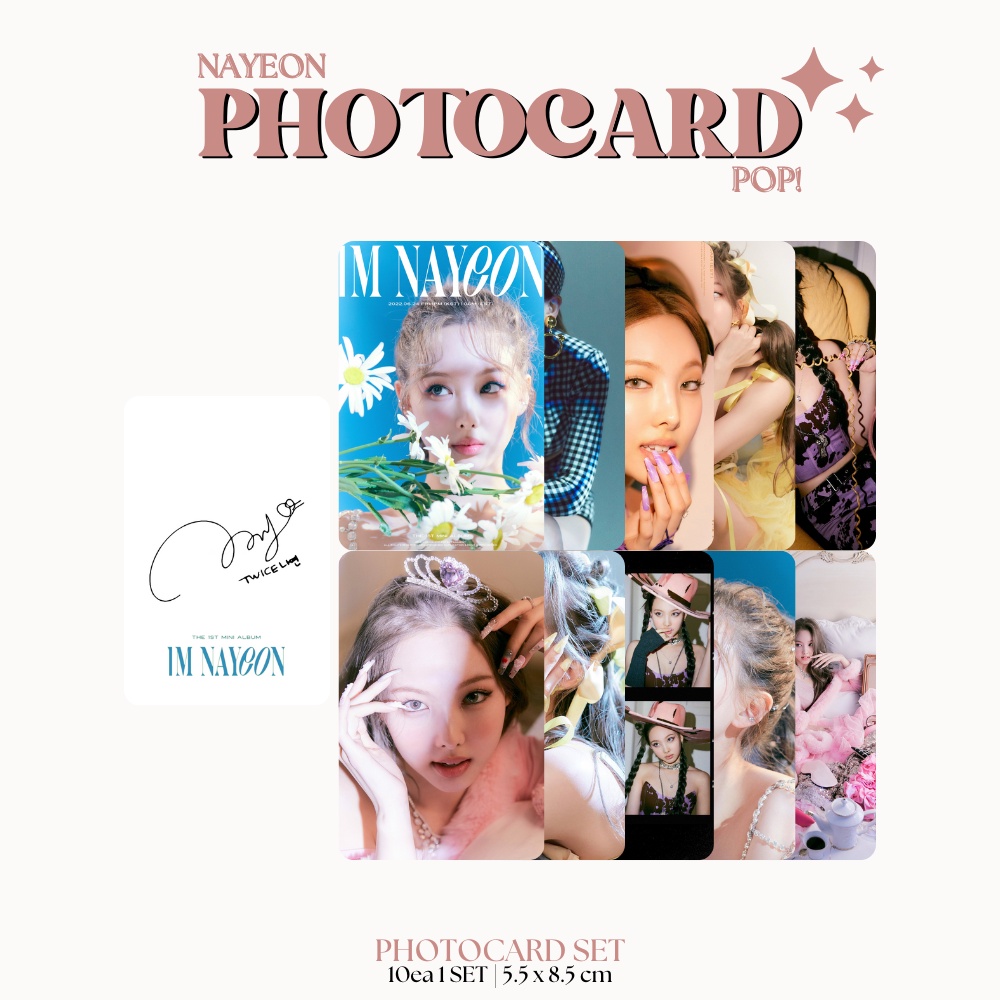 PHOTOCARD IM NAYEON POP 2SISI (ISI 10 PCS + LAMINASI 2 SISI) TANDA TANGAN TTD KPOP IDOL KOREA PREMIUM MURAH UNOFFICIAL TWICE READY STOCK !
