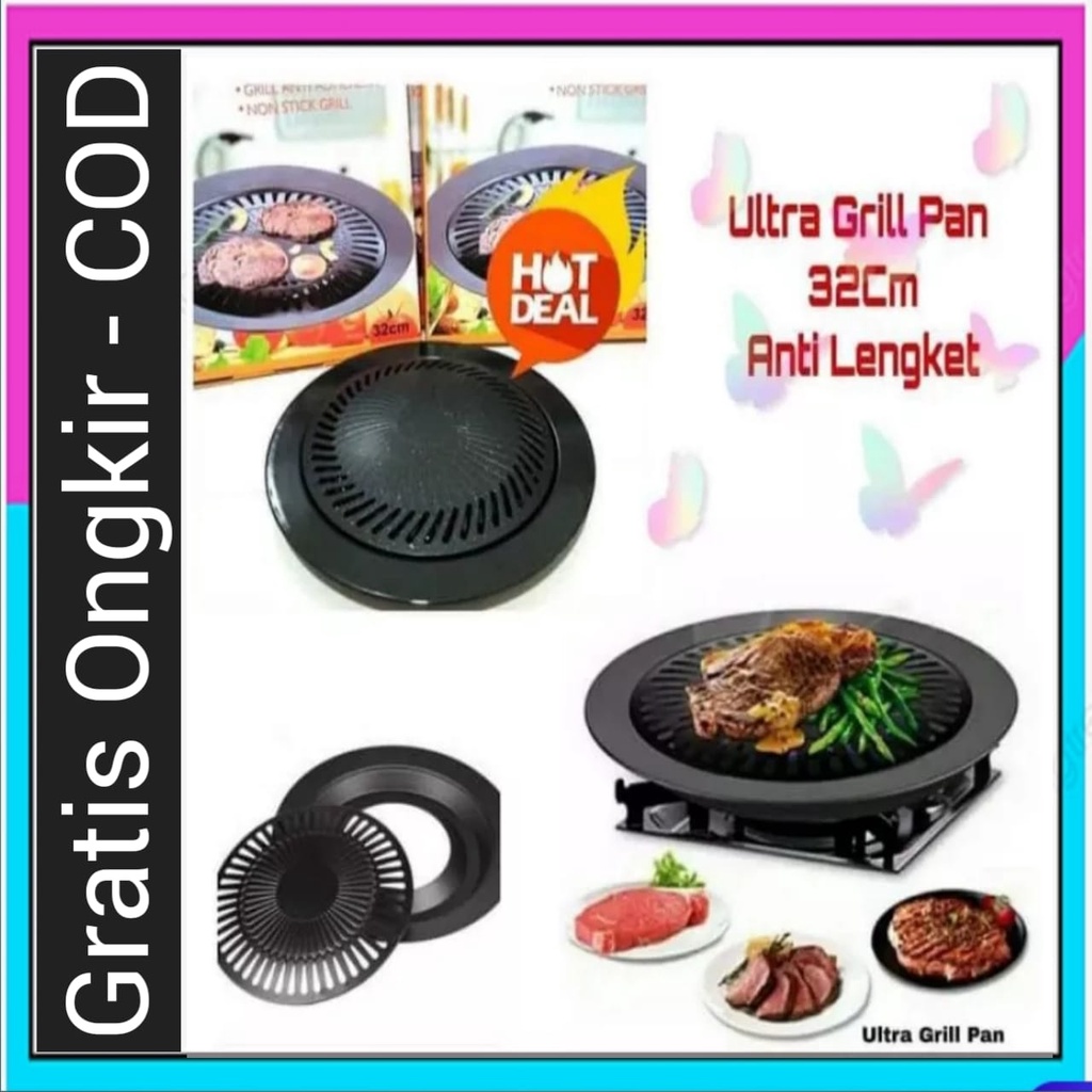 Panggangan Bulat Smokeles Barbeque BBQ Grill Plate