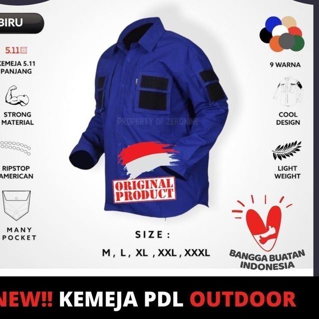 Baju Kemeja Tactical pria Lengan Panjang Best quality - Biru, M