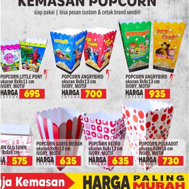 

POPCORN, DUS POPCORN, KEMASAN POPCORN, TEMPAT POPCORN, KOTAK POPCORN