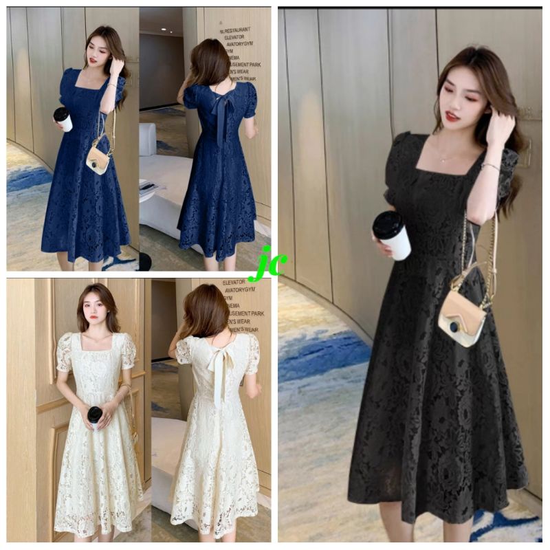 JCMC - Dress Gamel / Dress Brukat Wanita Terbaru / Dress Casual Kekinian