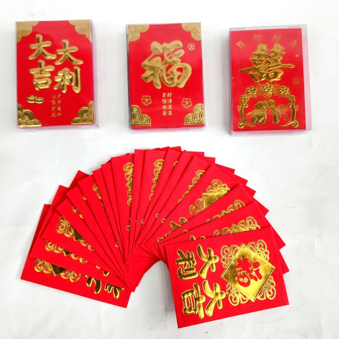 Ornamen Imlek Harga Grosir TermurahAngpao Imlek Box Isi Banyak Angpau Merah Fu Ampau Kawin Merah Shuangxi