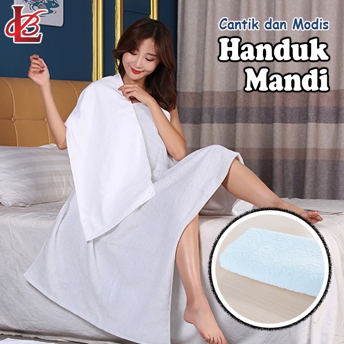 Handuk Mandi Hotel Katun Embos Bunga Putih Premium Size 70x140cm Polos Tebal Jumbo Perlengkapan Mandi Rumah Tangga Import - H101HE-A - Comforthomes