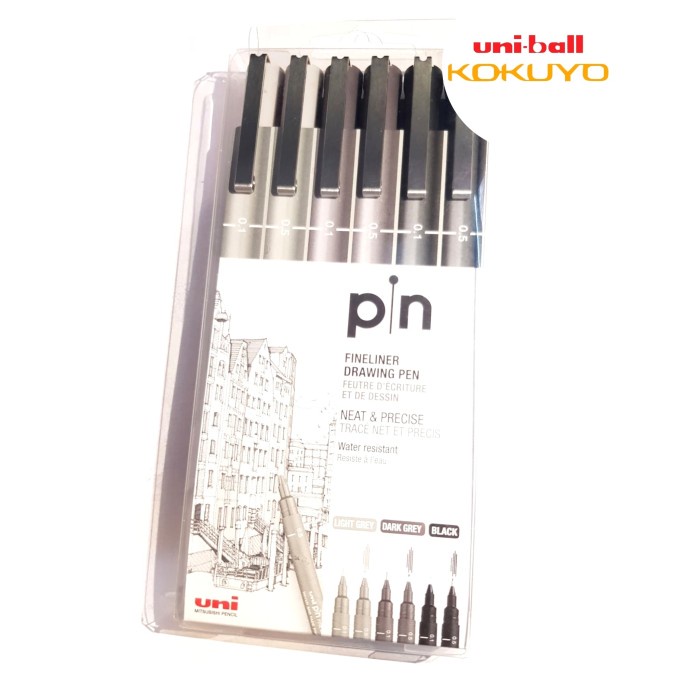 

Uni Pin-200-6C Drawing Pen NEW!!! set isi 6pcs 3color 2size