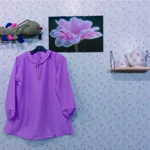Baju Atasan Audrey Crinkle Warna Ungu Lilac / Atasan Simpel / Blus Kekinian / Atasan Terbaru / Atasa