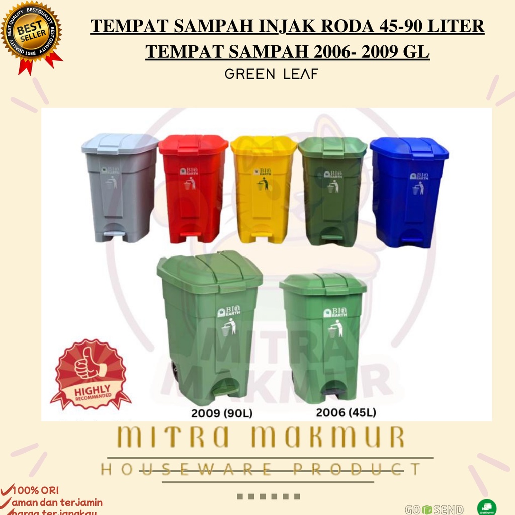 GREEN LEAF - TEMPAT SAMPAH INJAK + RODA 45-90 LITER / TEMPAT SAMPAH 2006-2009 GL