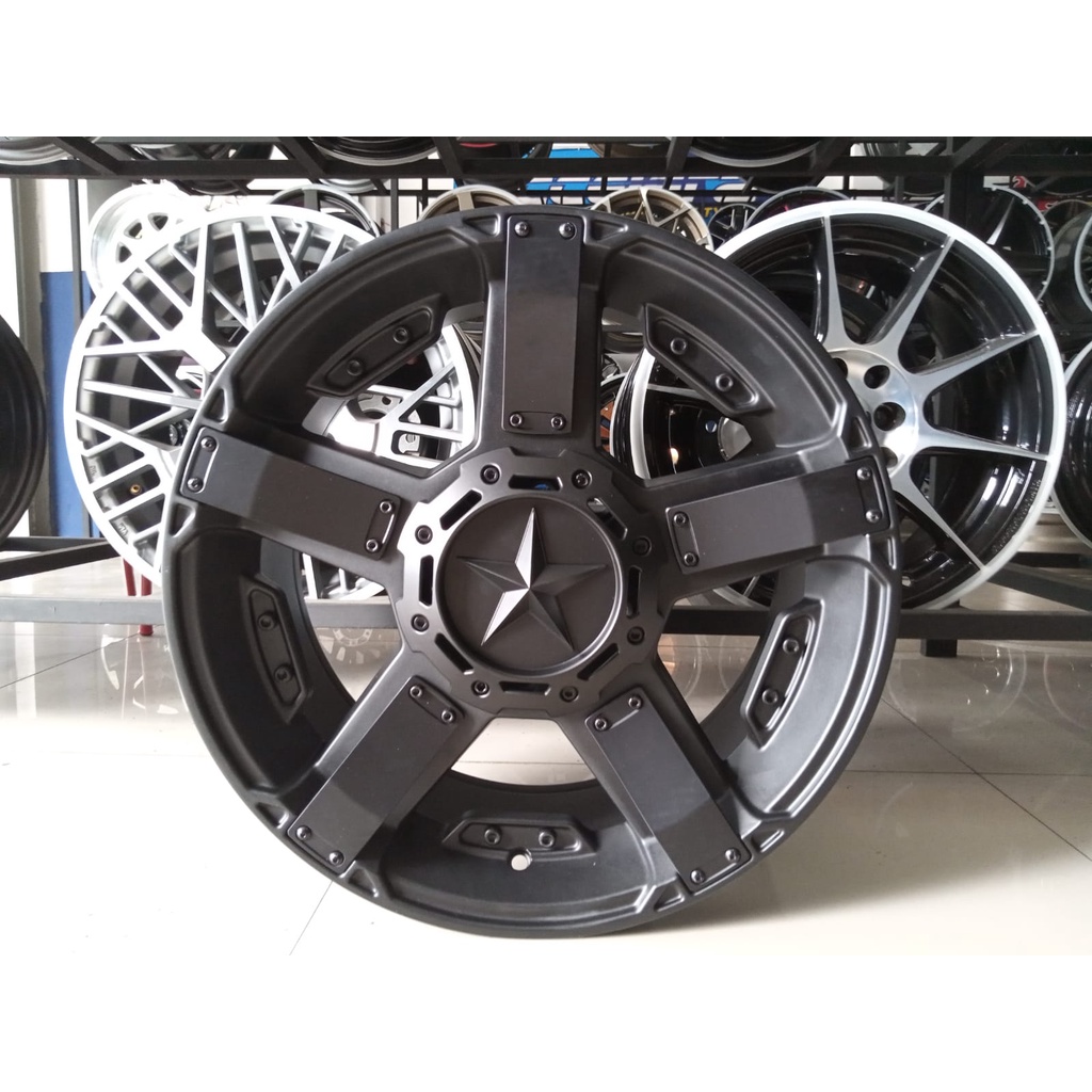 Velg Mobil Semi Offroad Ring 17 HSR RASTA 2 R17 Warna Matte Black Buat Rush Terios Rubicon X-Trail d