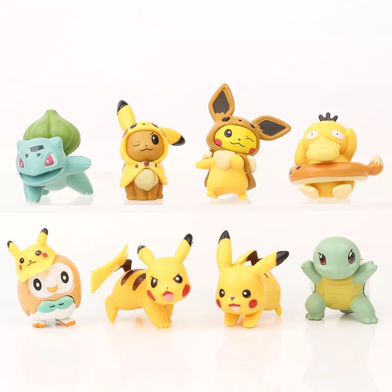Mainan Figure Pokemon Go Pikachu Set 8 Miniatur Topper cake Pajangan