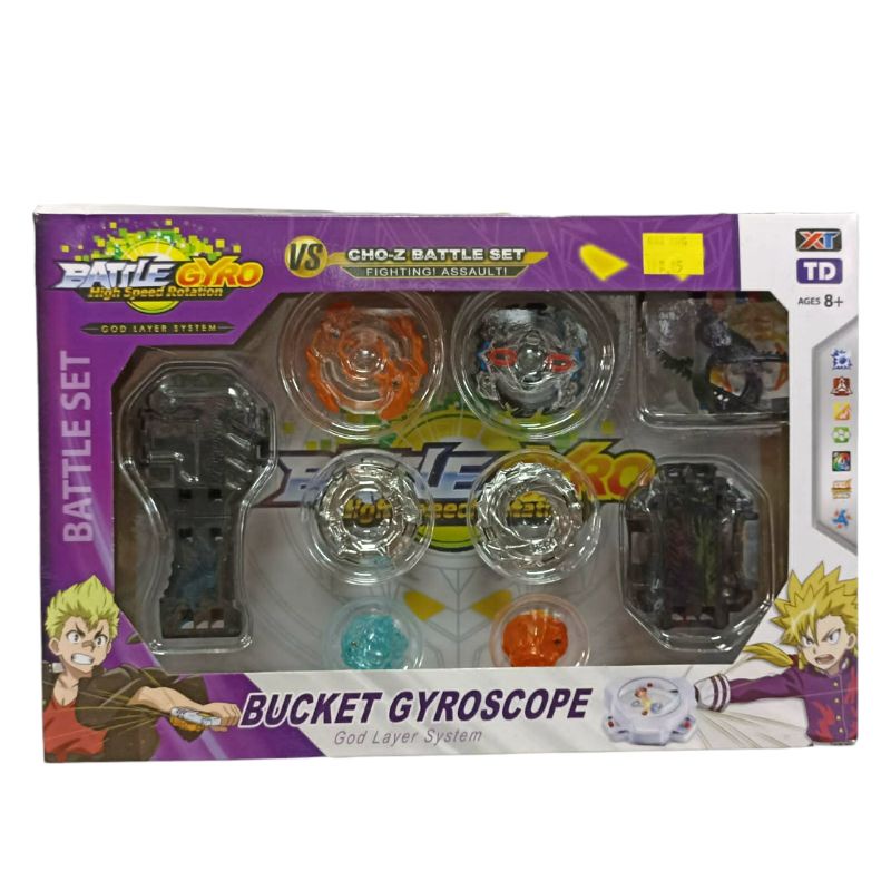 Mainan gasing gangsing battle gyro battle set bucket gyroscope
