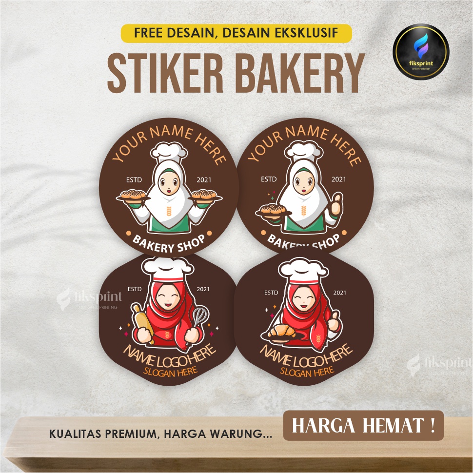 Stiker Label Makanan Minuman Custom Cetak Stiker Kue Kering Free Design