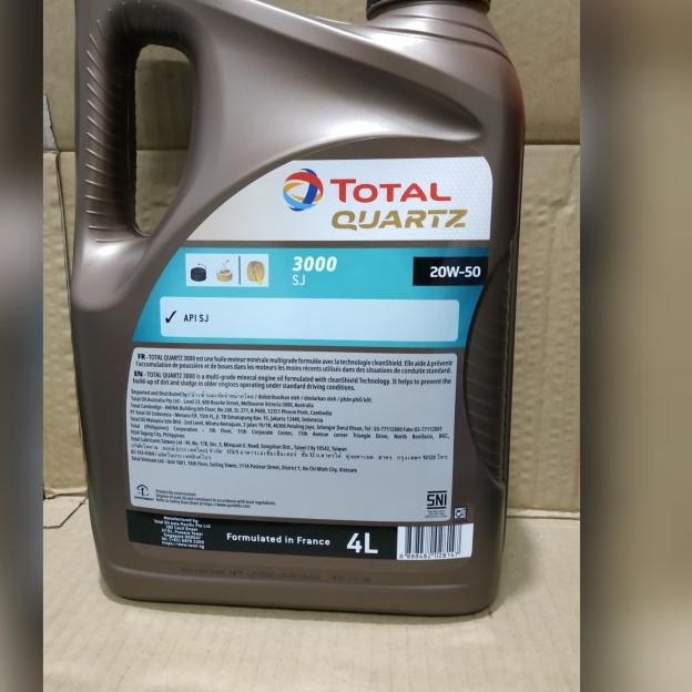 Oli Total Quartz 3000 20w-50 Galon Bonus Grease Tube #Promo