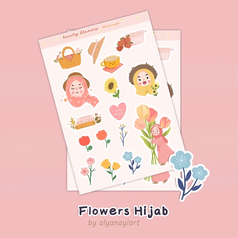 

sticker lucu Flowers Hijab by alyanaylart