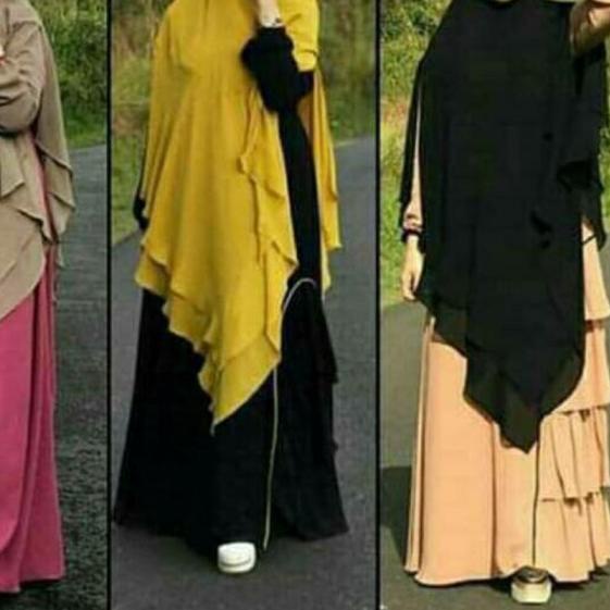 KHIMAR ANINDYA SYARI Dua Layer / Khimar Ceruty Jumbo Soft pad anindya - Kuning