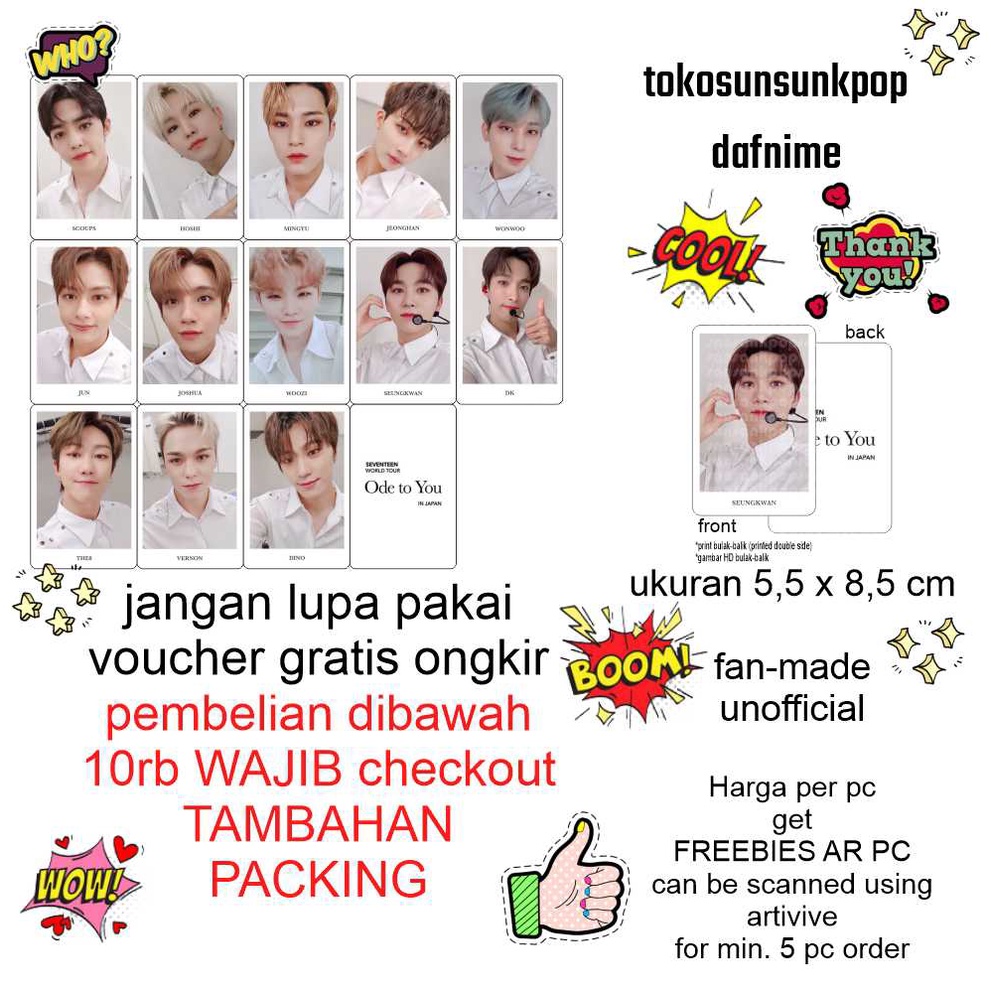 photo card unofficial seventeen svt tour ode to you