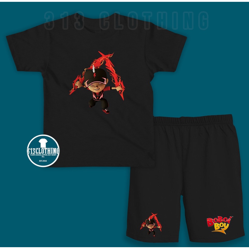 Setelan Anak Boboiboy Halilintar Kaos Baju Anak Boboiboy Set
