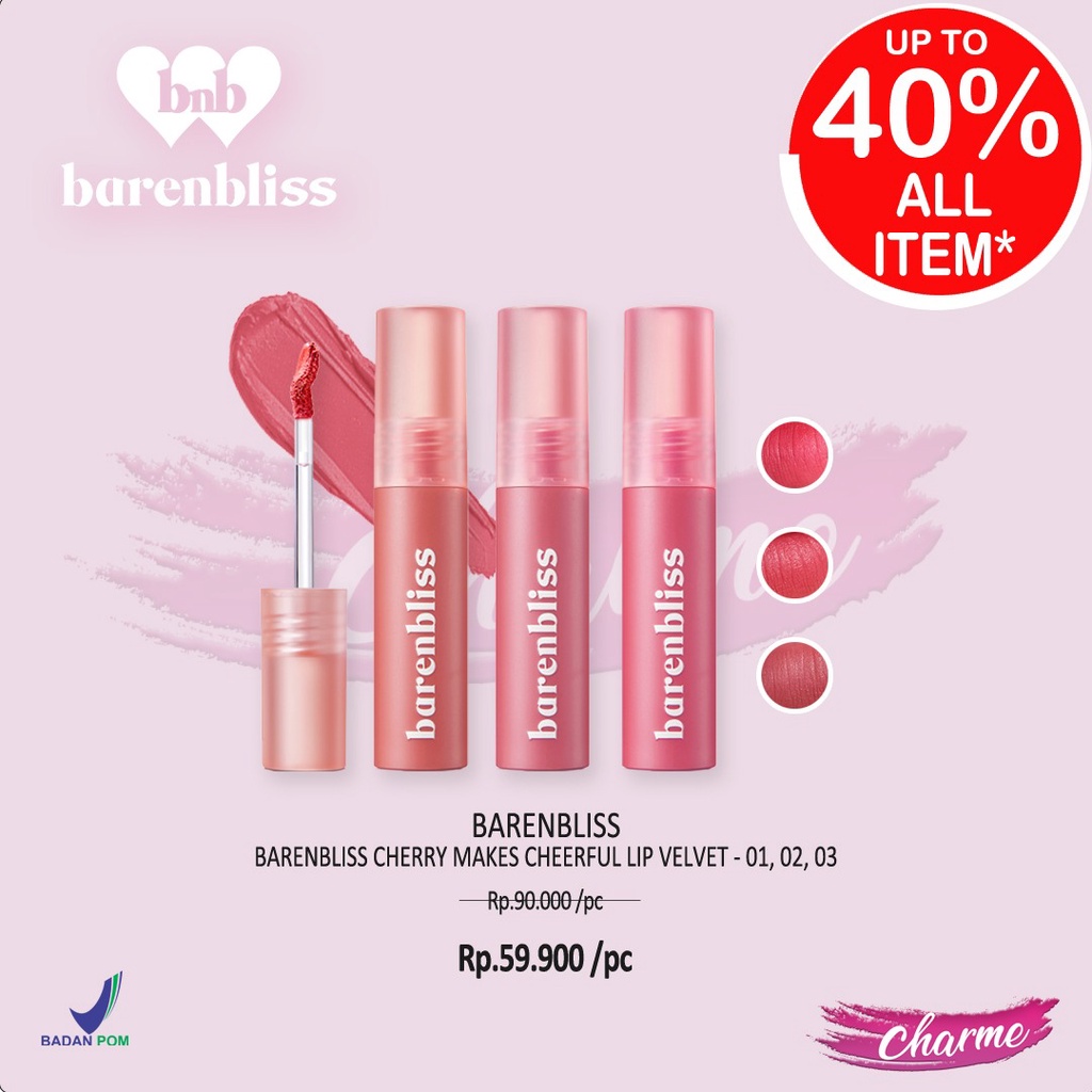 (READY &amp; ORI) BARENBLISS Cherry Makes Cheerful Lip Velvet