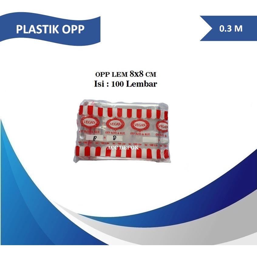 Plastik OPP LEM 8x8 / Opp Roti 8x8 / Opp Kue 8x8 / OPP Lem 8x8 / Opp Accesories 8x8