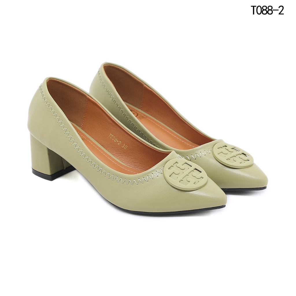 TB Leather Block Heel Pumps T088-2