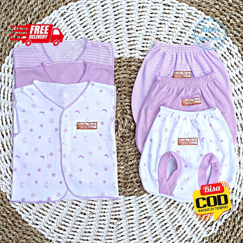 SALE 7.7 - 18 PCS Baju Bayi Celana Bayi Setelan Bayi Baju Bayi Newborn Baju Bayi Baru Lahir Kekinian Bolo-Bolo Serian LILAC