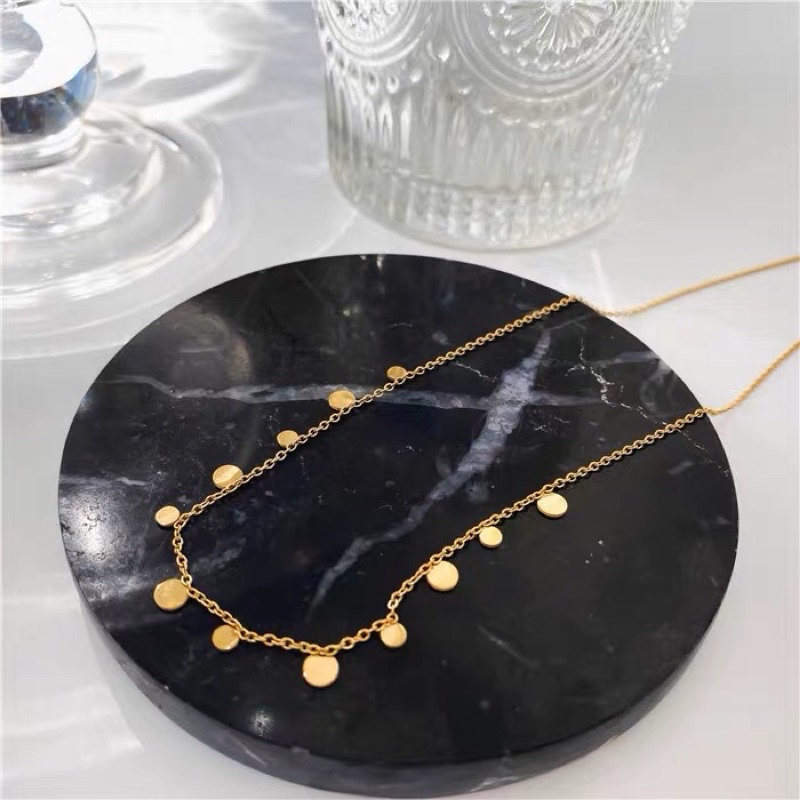 Kalung Titanium Trending Bulat Gold Elegant Vintage Korea Fashion Style