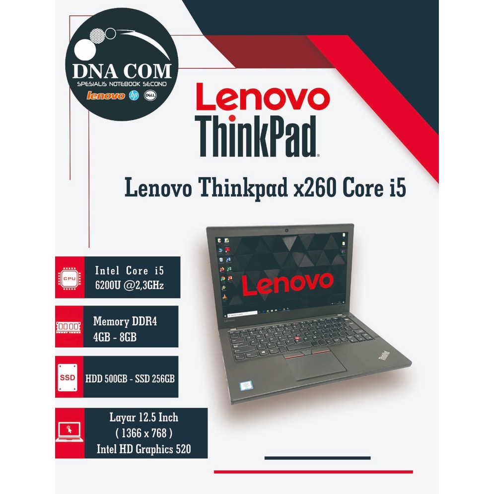 Laptop Lenovo Thinkpad X260 X270 X280 i3 / i5 / i7 Second / Berkualitas / Bergaransi / Termurah