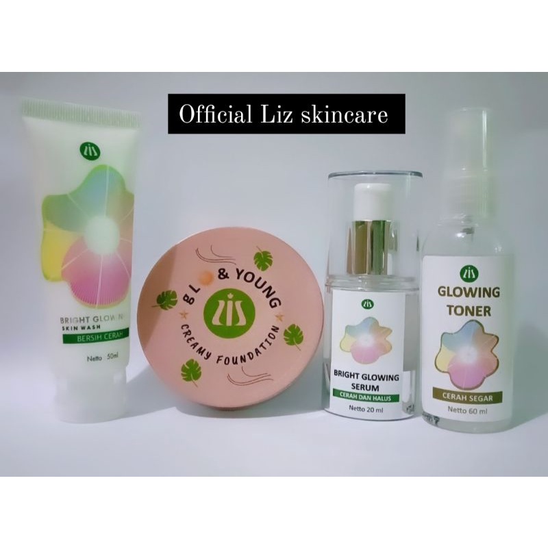 Lis skincare paket glowing plus bedak glo foundation