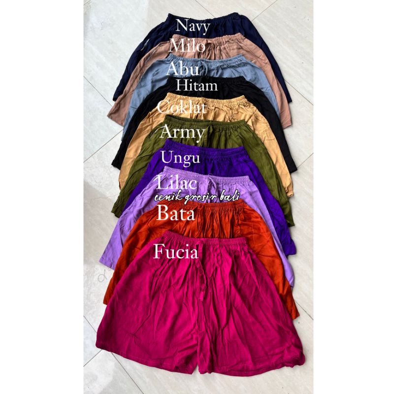 CELANA PENDEK POLOS JUMBO BALI / CELANA PENDEK BALI / CELANA SANTAI RAYON