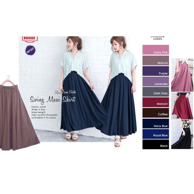 Swing Maxi Skirt / Rok Payung Import/ Rok Lebar Jumbo - Navy Blue