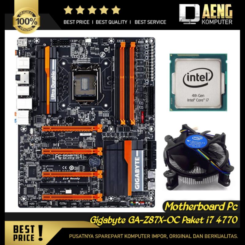Motherboard Mainboard Mobo PC GIGABYTE GA- Z87X - OC kelas gaming Sepaket Prosesor Intel Core i7 477