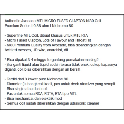 [Koil NI80x] MTLx MICRO FUSEDx CLAPTONx koil 0.88 | 0,88 kawat 2.5mm kumparan kooil advanced n180