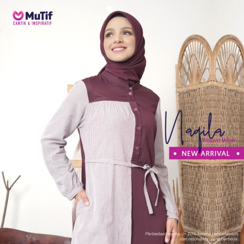 GAMIS MUTIF NAQILA MAUVE WINE